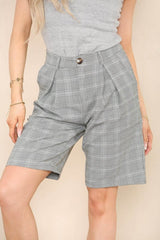 Grey Check Shorts - Shorts - British D'sire