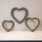 Grey Heart Thick Willow Wreath 50cm - Wreath - British D'sire