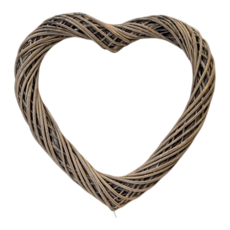 Grey Heart Thick Willow Wreath 50cm - Wreath - British D'sire Main image