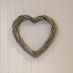 Grey Heart Thick Willow Wreath 50cm - Wreath - British D'sire