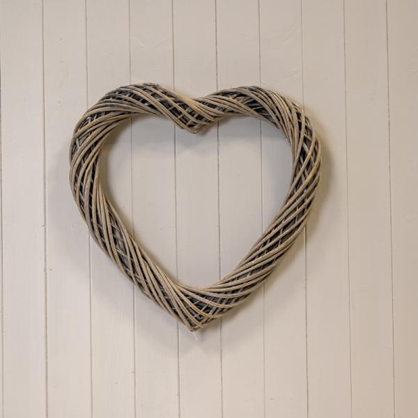 Grey Heart Thick Willow Wreath 50cm - Wreath - British D'sire