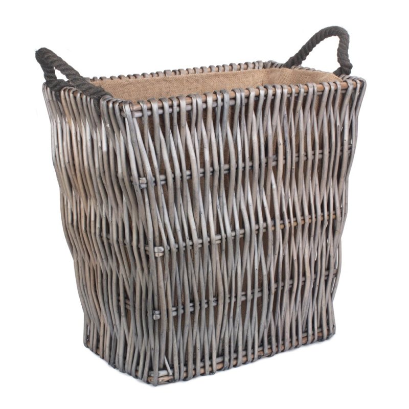 Grey Rectangular Wicker Log Basket - Log Baskets - British D'sire