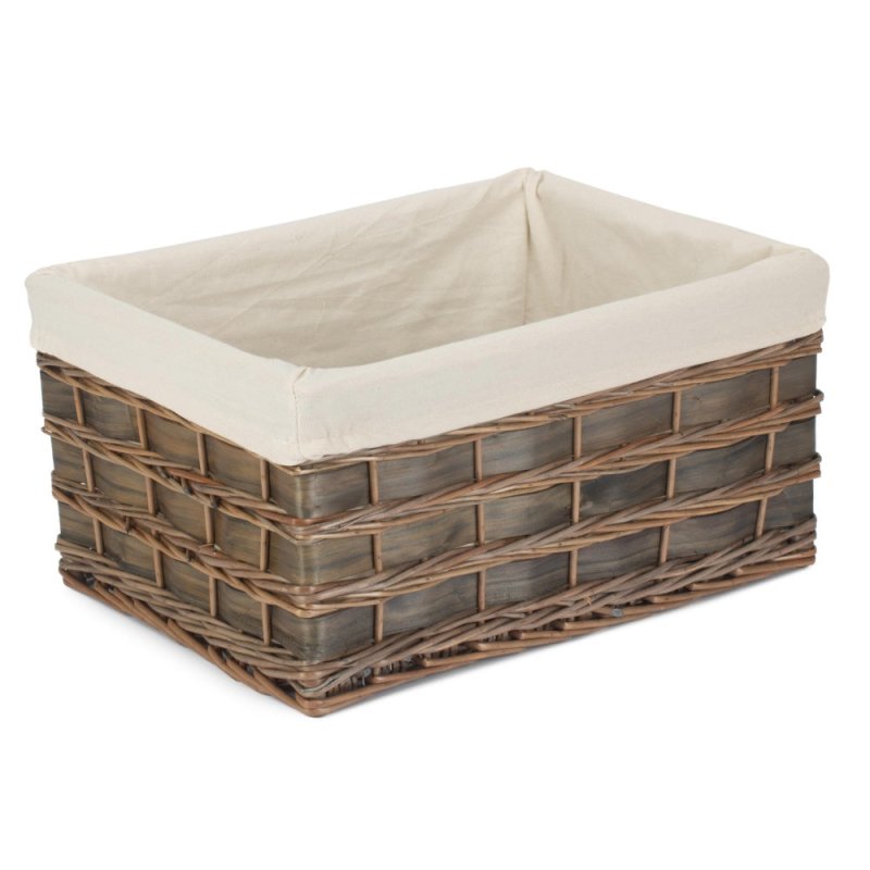 Grey Scandi Storage Basket With White Lining - Storage Baskets - British D'sire