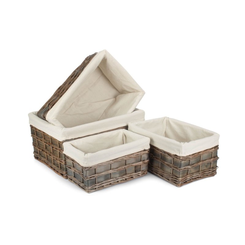 Grey Scandi Storage Basket With White Lining - Storage Baskets - British D'sire