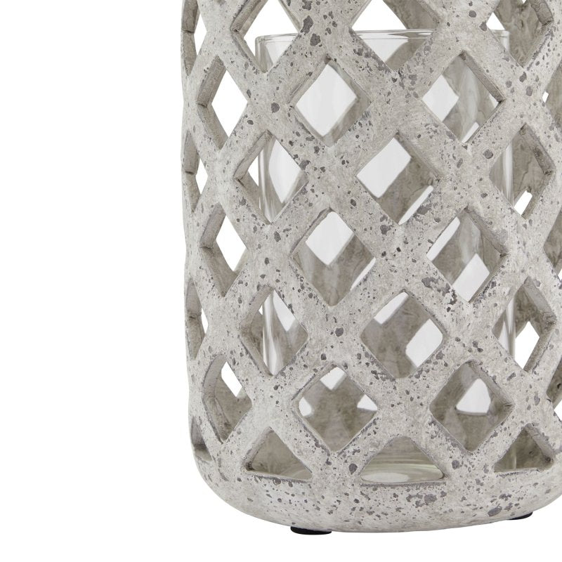 Grey Stone Effect Hurricane Lantern - Lanterns - British D'sire
