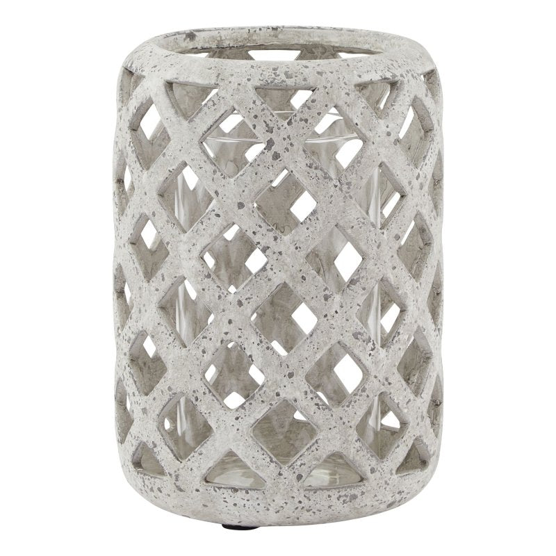Grey Stone Effect Hurricane Lantern - Lanterns - British D'sire