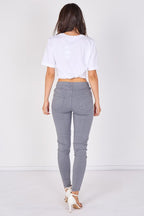 Grey Stretch Denim Jeggings - JEGGING - British D'sire
