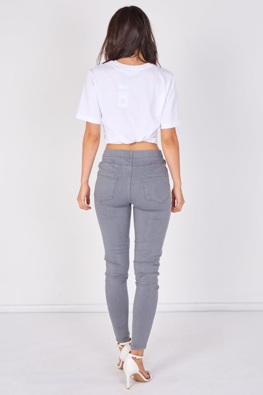 Grey Stretch Denim Jeggings - JEGGING - British D'sire