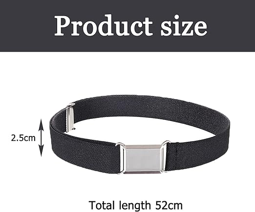 Gunwon 1Pcs Black Kids Belt Kids Belt,Kids Adjustable Elastic Belt Kids Elastic Stretch Belts with Hook and Loop Buckle Elastic Magnetic Belt Elastic, Great Suitable for Play and Travel Secondary image