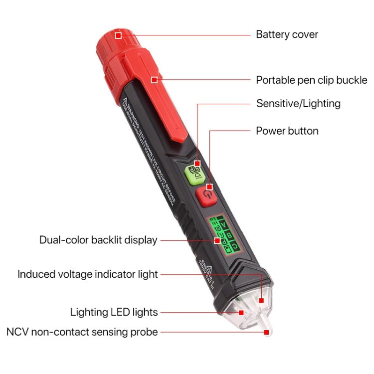 HABOTEST HT100P Non Contact 3 Phase Rotation Indicator AC LCD Display Detector Pen Tester - British D'sire