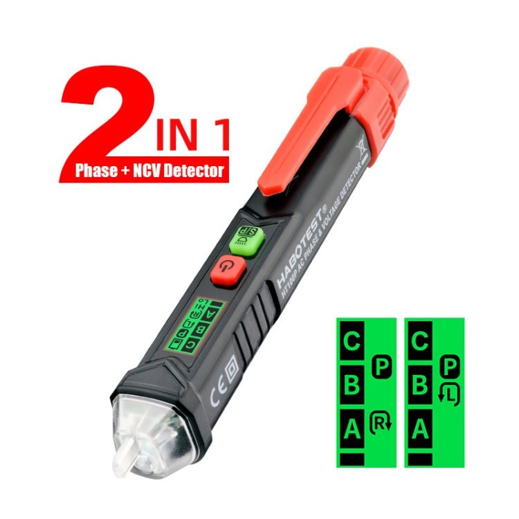 HABOTEST HT100P Non Contact 3 Phase Rotation Indicator AC LCD Display Detector Pen Tester - British D'sire