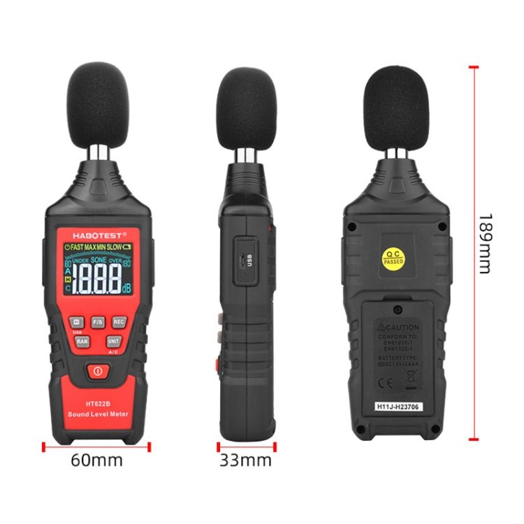 HABOTEST HT622B Household High Precision Digital Sound Level Meter - British D'sire
