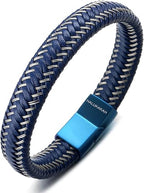 HALUKAKAH ● Jazz ● Men's Genuine Leather Bracelet Titanium Magnetic Clasp Size Adjustable 8.5" - 9"(21.5 - 23cm) with Free Giftbox - Bracelets - British D'sire