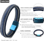 HALUKAKAH ● Jazz ● Men's Genuine Leather Bracelet Titanium Magnetic Clasp Size Adjustable 8.5" - 9"(21.5 - 23cm) with Free Giftbox - Bracelets - British D'sire