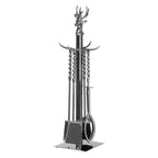 Hand Turned Stag Companion Set In Polished Nickel - Fireplace Accessories - British D'sire