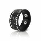 Handmade black leather and crystals bracelt - Accessories - British D'sire