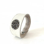 Handmade ivory leather crystals disc braclet - Accessories - British D'sire