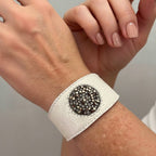 Handmade ivory leather crystals disc braclet - Accessories - British D'sire