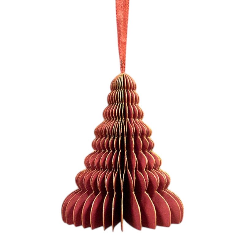 Hanging Handmade Burgundy Tree Paper Decoration - Artificial Decor - British D'sire Main image
