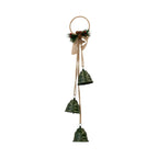 Hanging Trio of Green Christmas Bells on Decorative Hoop - Christmas Decor - British D'sire