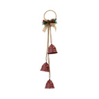 Hanging Trio of Red Christmas Bells on Decorative Hoop - Christmas Decor - British D'sire