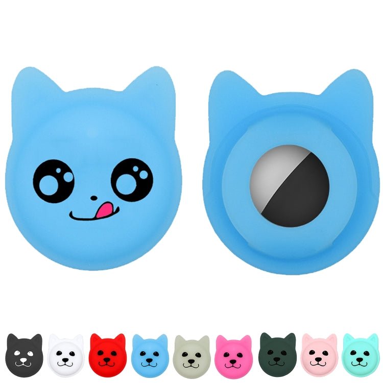Hanhan Smile Cute Cartoon Pet Collar Anti - lost Tracker Silicone Case For AirTag(Fluorescent Blue) - British D'sire