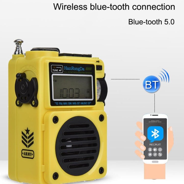 HanRongda HRD - 701 Portable Full Band Radio Subwoofer Bluetooth TF Card Digital Display Radio(Khaki) - British D'sire
