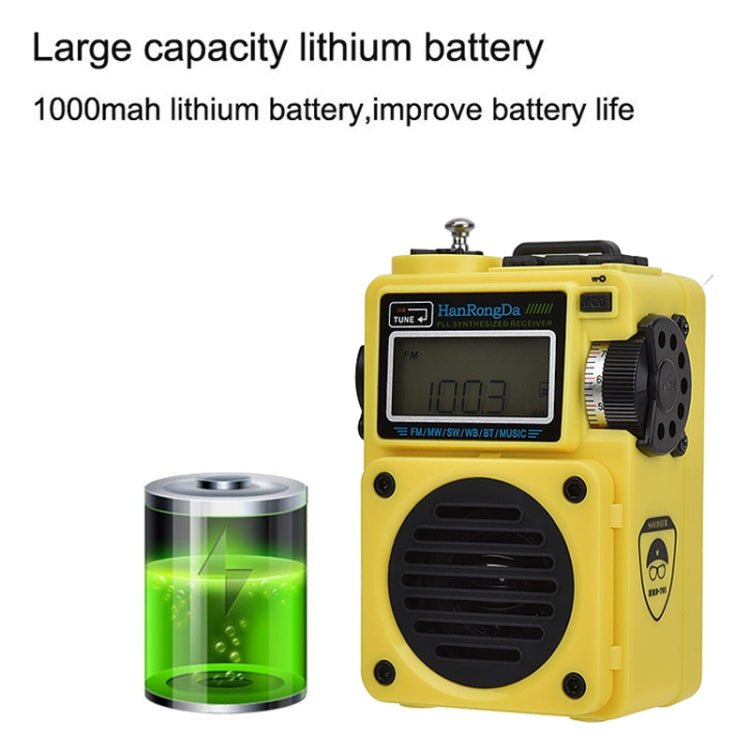 HanRongda HRD - 701 Portable Full Band Radio Subwoofer Bluetooth TF Card Digital Display Radio(Khaki) - British D'sire