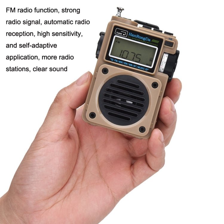 HanRongda HRD - 701 Portable Full Band Radio Subwoofer Bluetooth TF Card Digital Display Radio(Yellow) - British D'sire