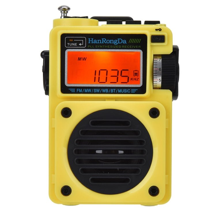 HanRongda HRD - 701 Portable Full Band Radio Subwoofer Bluetooth TF Card Digital Display Radio(Yellow) - British D'sire