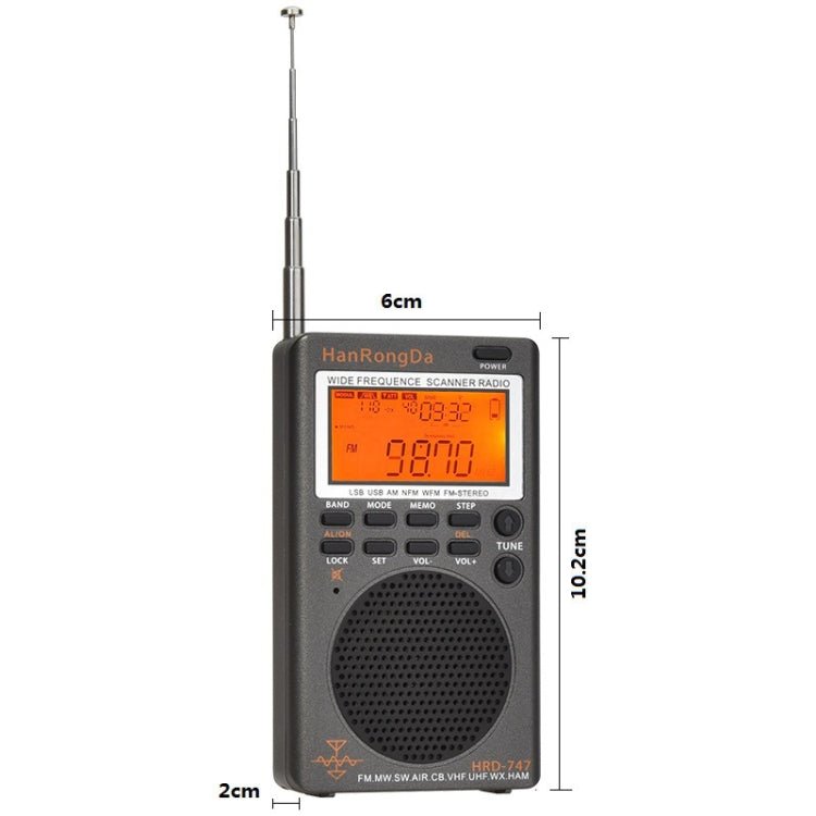 HanRongda HRD - 747 Portable Full Band Digital Display High - Frequency Receiving Radio(Silver Gray) - British D'sire
