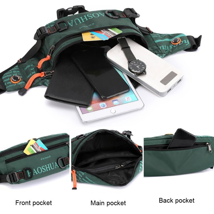 HAOSHUAI 5132 Outdoor Men Waist Bag Sports Running Chest Bag(Army Green) - British D'sire