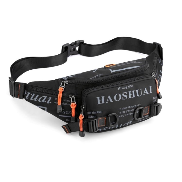 HAOSHUAI 5135 Outdoor Men Waist Bag Waterproof Nylon Cloth Men Bag(Black) - British D'sire Main image