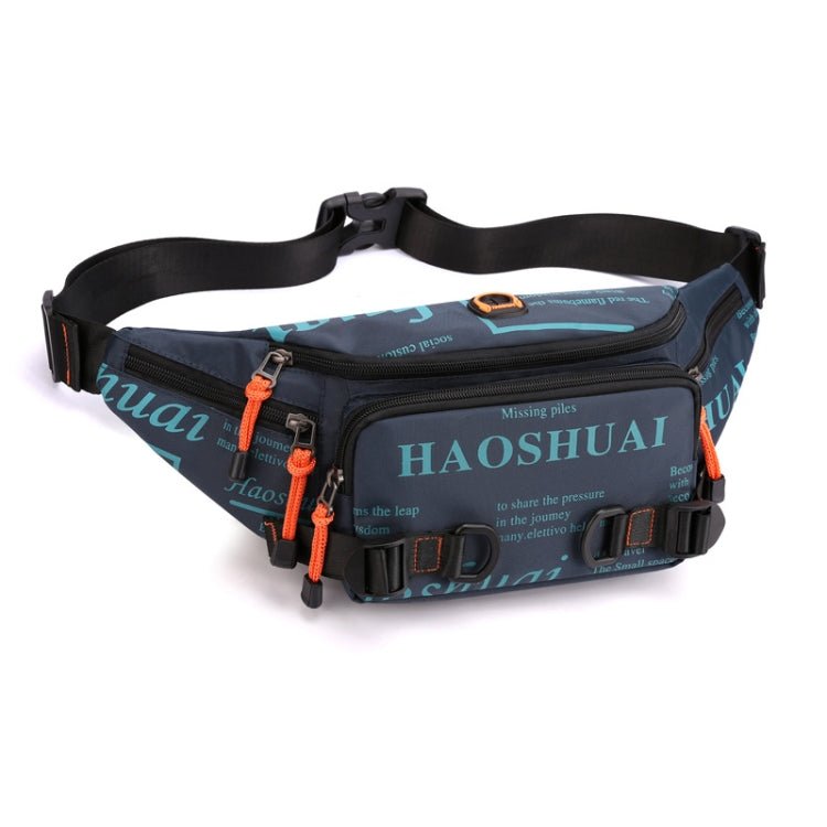 HAOSHUAI 5135 Outdoor Men Waist Bag Waterproof Nylon Cloth Men Bag(Dark Blue) - British D'sire Main image
