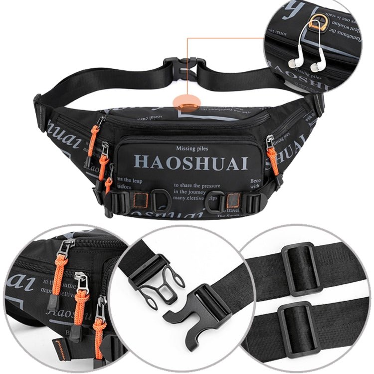 HAOSHUAI 5135 Outdoor Men Waist Bag Waterproof Nylon Cloth Men Bag(Dark Blue) - British D'sire