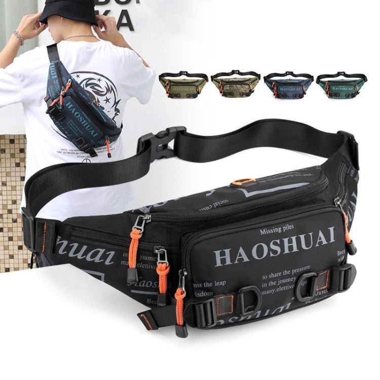 HAOSHUAI 5135 Outdoor Men Waist Bag Waterproof Nylon Cloth Men Bag(Dark Blue) - British D'sire