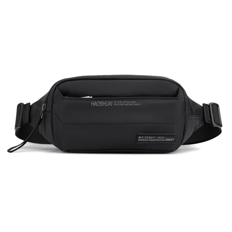 HAOSHUAI Men Outdoor Running Waist Bag Casual Chest Pouch Messenger Bag(Black) - British D'sire Main image