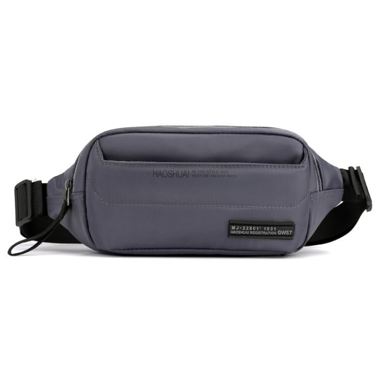 HAOSHUAI Men Outdoor Running Waist Bag Casual Chest Pouch Messenger Bag(Gray) - British D'sire Main image