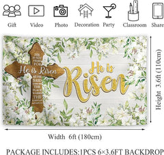 Happy Easter Backdrop for Photography He is Risen Decorations Easter Christian Cross Resurrection Decorations and Supplies for Home Party - British D'sire