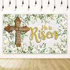 Happy Easter Backdrop for Photography He is Risen Decorations Easter Christian Cross Resurrection Decorations and Supplies for Home Party - British D'sire
