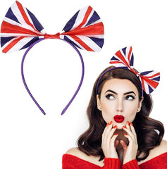 Happyyami British Headbands 2Pcs Union Jack Hairband England Flag Headband Union Jack Hair Headband Ribbon Bowknot Dress up Hair Accessories King Charles III Coronation Decorations - British D'sire