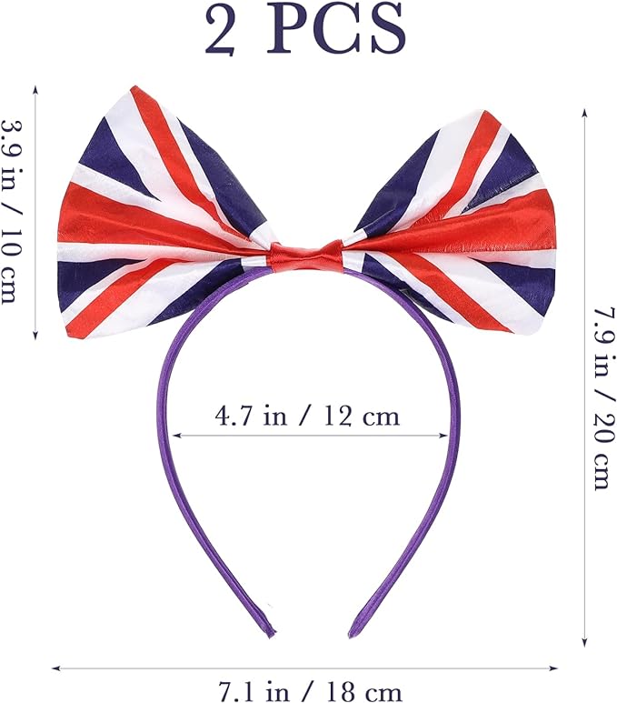 Happyyami British Headbands 2Pcs Union Jack Hairband England Flag Headband Union Jack Hair Headband Ribbon Bowknot Dress up Hair Accessories King Charles III Coronation Decorations - British D'sire