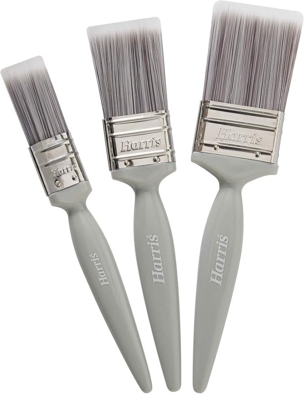 Harris Essentials Walls & Ceilings Paint Brushes, 3 Brush Pack, 1", 1.5", 2",Grey - Bristle Brushes - British D'sire