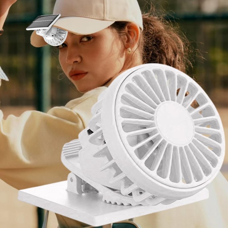 Hat Clip On Fan, Portable Solar Clip Fan, Miniature Solar Operated Camping Accessories Handheld Cooling Device For Outdoor Travel Women & Men - Portable Solar Clip Fan - British D'sire