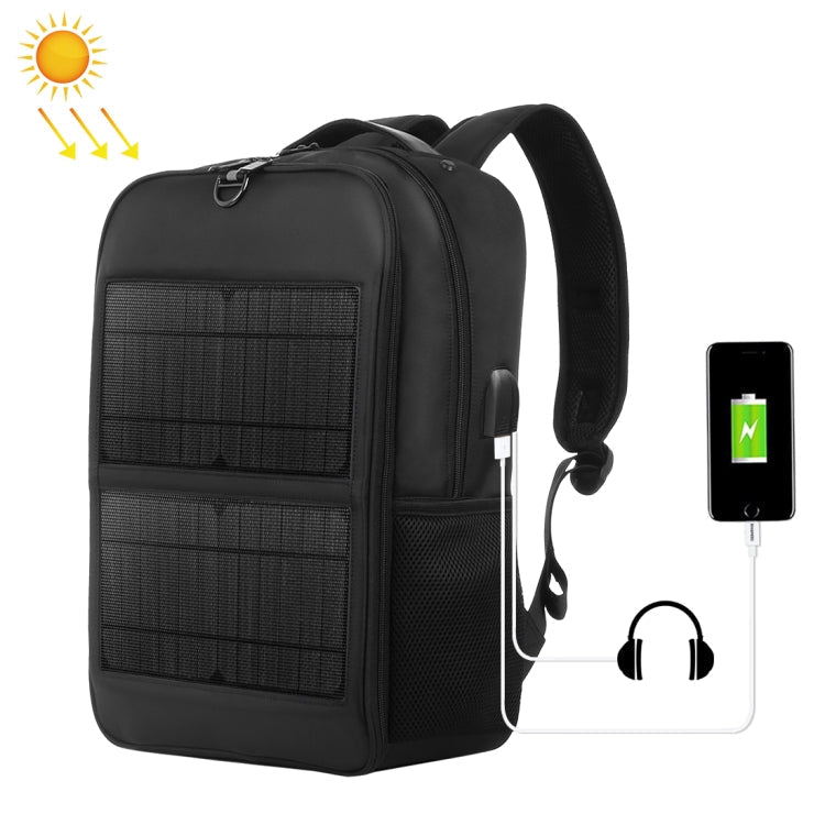 HAWEEL 14W Solar Panel Power Backpack Laptop Bag with Handle and 5V / 2.1A Max USB Charging Port(Black) - British D'sire Main image