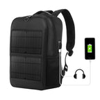 HAWEEL 14W Solar Panel Power Backpack Laptop Bag with Handle and 5V / 2.1A Max USB Charging Port(Black) - British D'sire