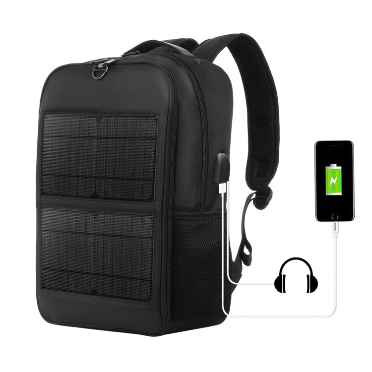 HAWEEL 14W Solar Panel Power Backpack Laptop Bag with Handle and 5V / 2.1A Max USB Charging Port(Black) - British D'sire