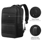 HAWEEL 14W Solar Panel Power Backpack Laptop Bag with Handle and 5V / 2.1A Max USB Charging Port(Black) - British D'sire
