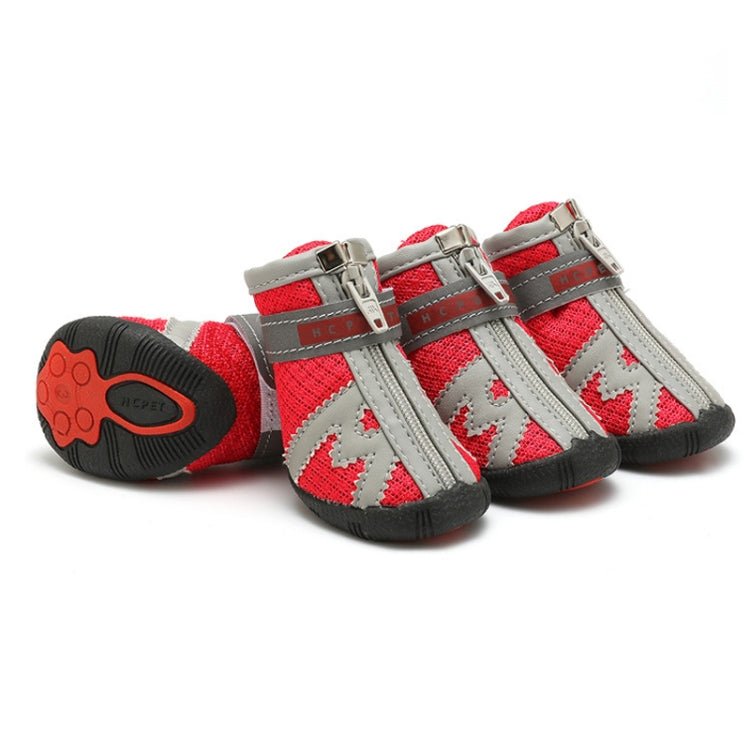 HCPET A1703 Pet Non - Slip Wear - Resistant Shoes Puppy Feet Cover, Size: Number 5(Breathable Red) - British D'sire Main image