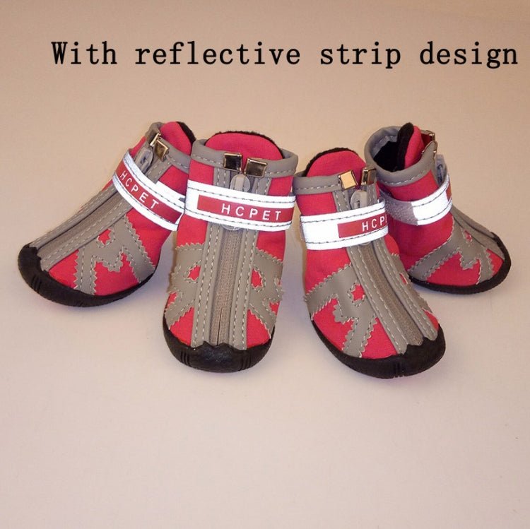HCPET A1703 Pet Non - Slip Wear - Resistant Shoes Puppy Feet Cover, Size: Number 5(Breathable Red) - British D'sire